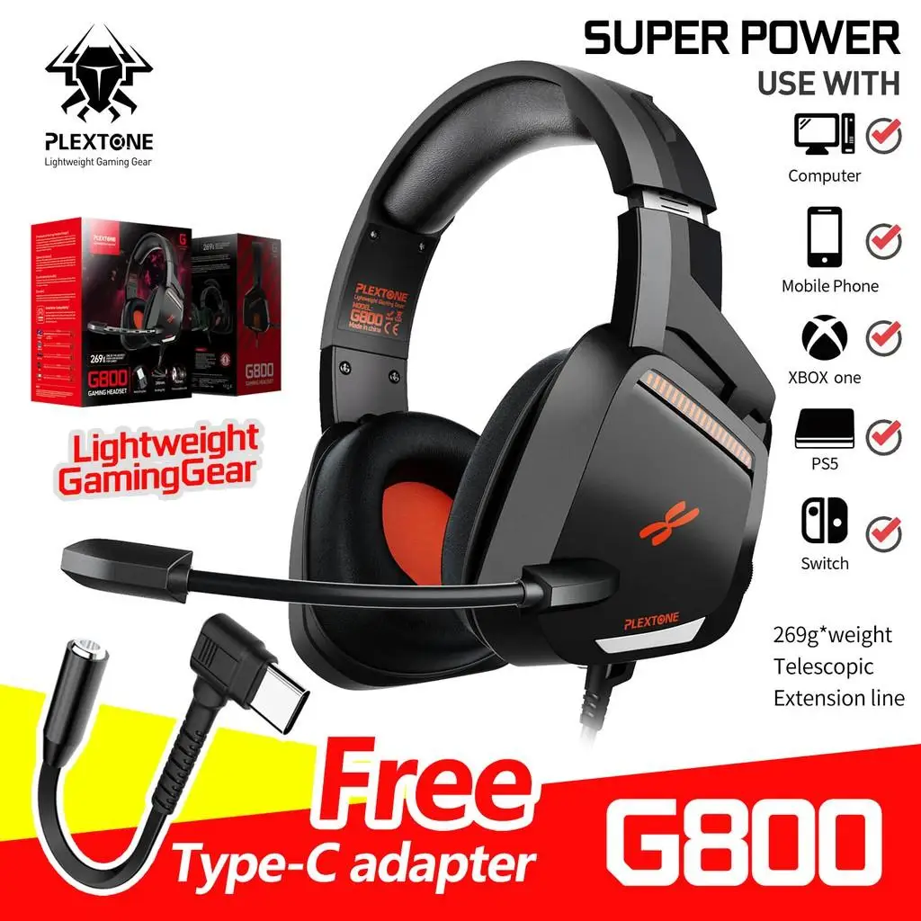Игровая гарнитура PLEXTONE G800, профессиональный дизайн, глубокие басы, стерео, с HD гибким микрофоном (190 мм/3,5 мм)
Игровая гарнитура PLEXTONE G800, профессиональный дизайн, глубокие басы, стерео, с HD гибким микрофоном (190 мм/3,5 мм)