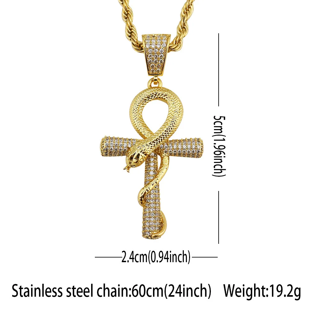 Gold Color Hip Hop Snake Cross Pendant Necklace Iced Out Cubic Zirconia Pendant Long Chain Necklace For Man Women Rapper Gift
Gold Color Hip Hop Snake Cross Pendant Necklace Iced Out Cubic Zirconia Pendant Long Chain Necklace For Man Women Rapper Gift