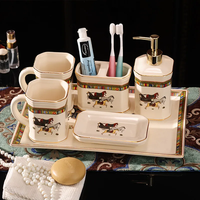 Bathroom Accessories Set Ceramic Toothbrush Holder Gargle Cups With Tray Luxury Bathroom Products 6 Pieces Set Wedding Gifts
Bathroom Accessories Set Ceramic Toothbrush Holder Gargle Cups With Tray Luxury Bathroom Products 6 Pieces Set Wedding Gifts