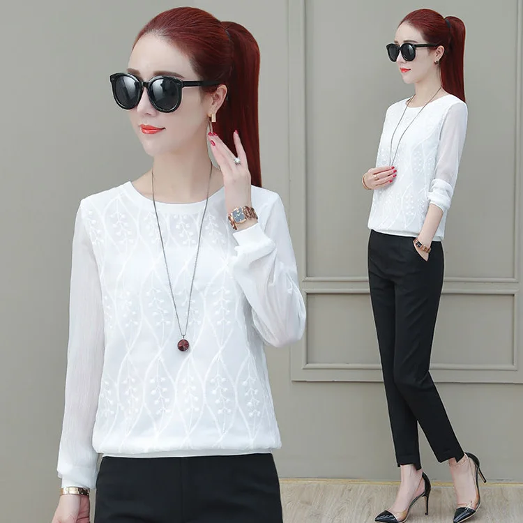 Women Long Sleeve Floral Embroidery Lace Chiffon Shirts Female White Grey Chiffon Blouses and Tops Blusa Ladies Shirt New 2020
Women Long Sleeve Floral Embroidery Lace Chiffon Shirts Female White Grey Chiffon Blouses and Tops Blusa Ladies Shirt New 2020