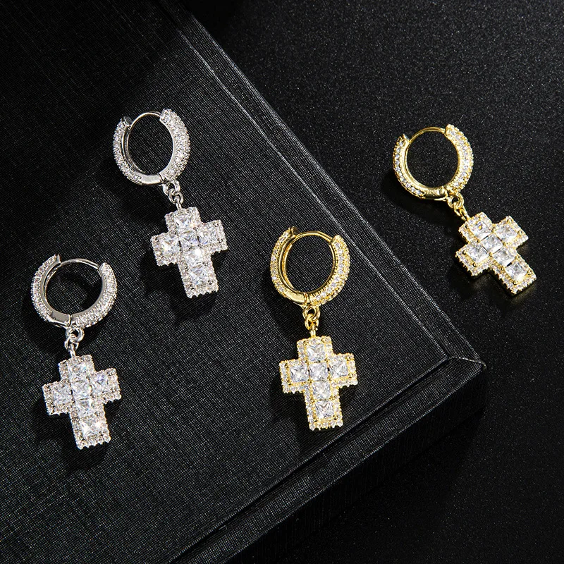 Hip Hop 1Pair Micro Paved Cross Full Bling Iced Out Earring Cubic Zircon Gold Color Charm Stud Earrings For Men Hip Hop Jewelry
Hip Hop 1Pair Micro Paved Cross Full Bling Iced Out Earring Cubic Zircon Gold Color Charm Stud Earrings For Men Hip Hop Jewelry