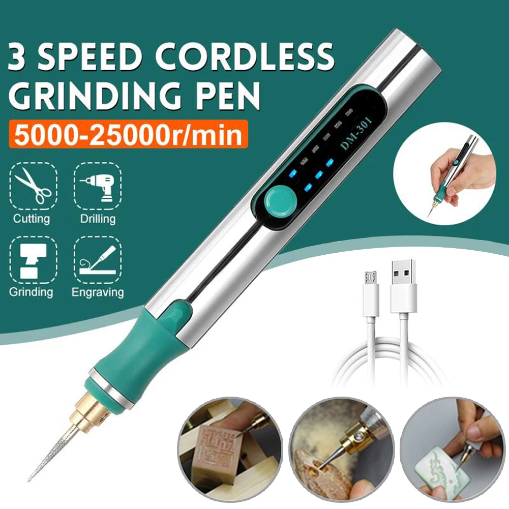 25000RPM 3 Variable Speed USB Electric Engraver Rotary Mini Engraving Pen Kit for Wood Metal With Grinding Accessories 25W
25000RPM 3 Variable Speed USB Electric Engraver Rotary Mini Engraving Pen Kit for Wood Metal With Grinding Accessories 25W