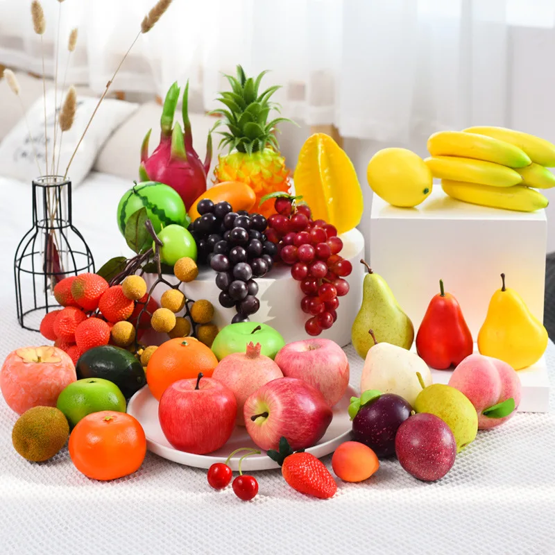 

Искусственные искусственные фрукты, имитация фруктов, овощей, украшение для дома, реквизит для фотосъемки, домашний банан и лимон яблока, гр...