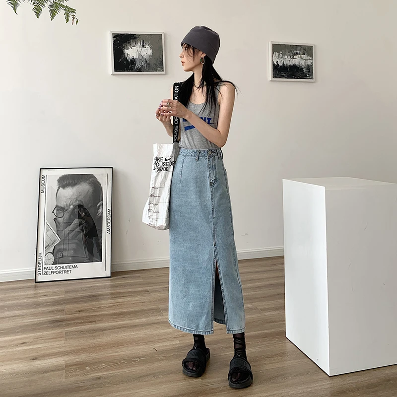 TongSiHai Jeans Skirt for Women Ladies High Waist Ankle-Length Denim Skirts Girls Student Casual Irregular Side Split Jean Dress
TongSiHai Jeans Skirt for Women Ladies High Waist Ankle-Length Denim Skirts Girls Student Casual Irregular Side Split Jean Dress