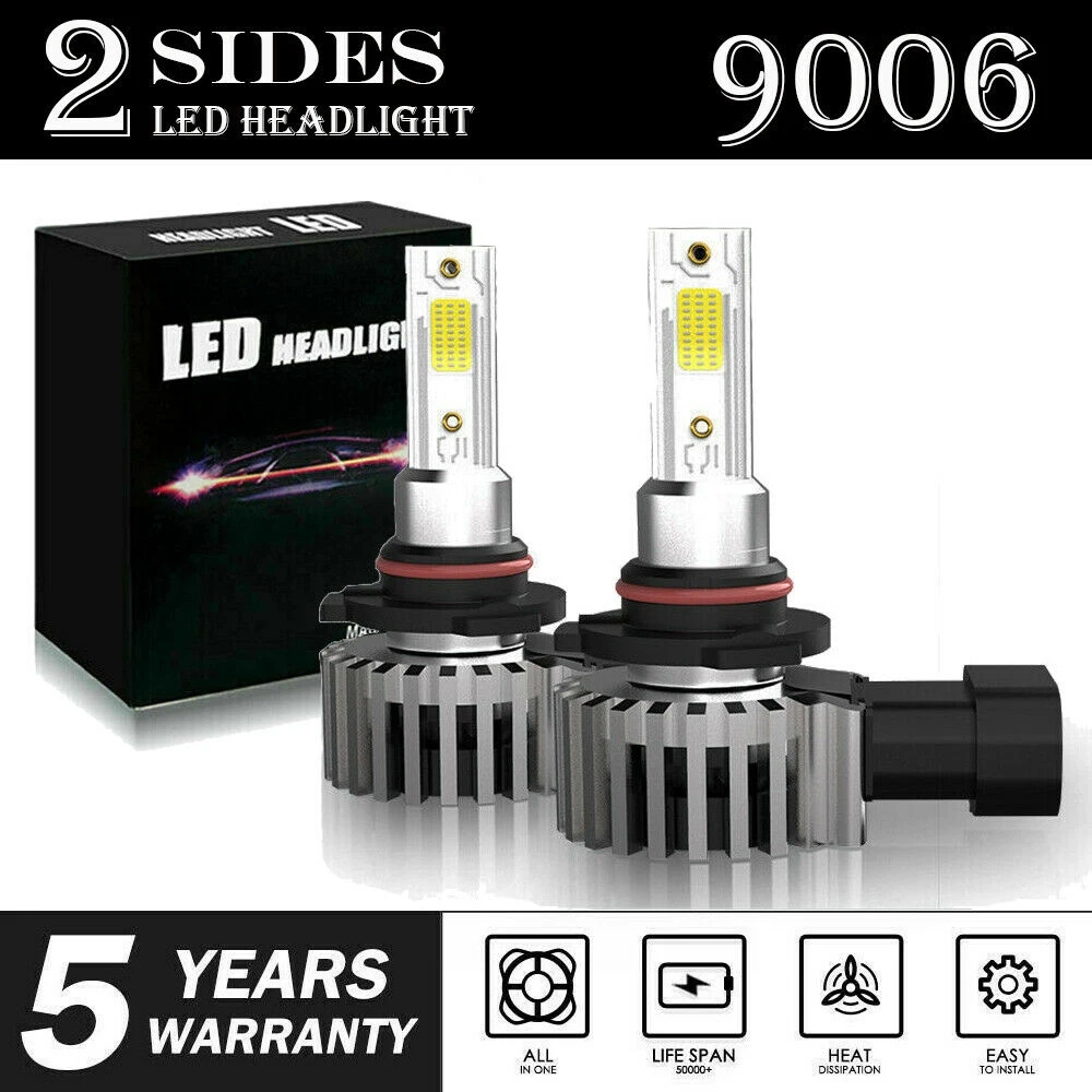 1 комплект фар переднего освещения 9006 HB4 HB4U LED 6000K 22W 3300LM белый для HID | Автомобили и
