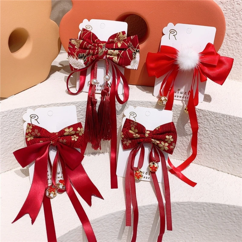 New Year's Festival children's hair clip Chinese style girl hair clip bow ribbon baby Tang Costume headpiece
New Year's Festival children's hair clip Chinese style girl hair clip bow ribbon baby Tang Costume headpiece