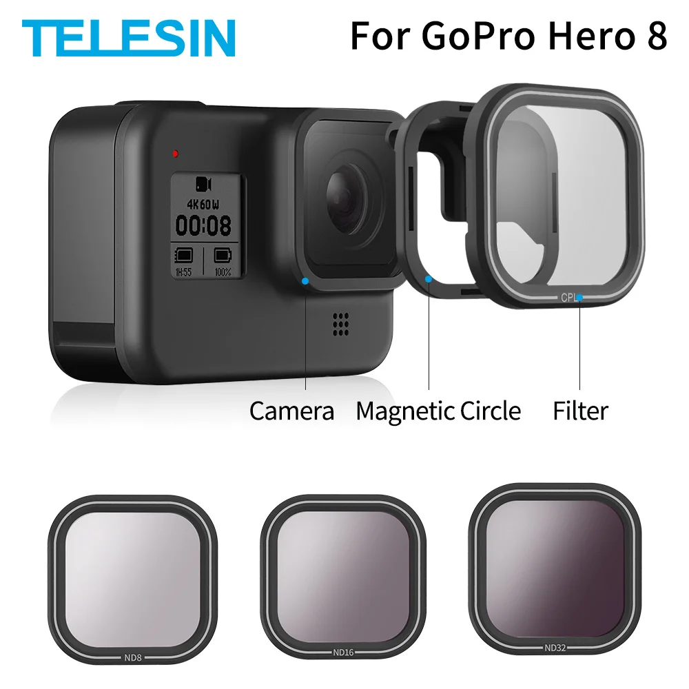 TELESIN ND8 ND16 ND32 CPL Magnetic Filter Set Lens Protector ND CPL Filter for Gopro Hero 8 Action Camera Lens Accessories
TELESIN ND8 ND16 ND32 CPL Magnetic Filter Set Lens Protector ND CPL Filter for Gopro Hero 8 Action Camera Lens Accessories