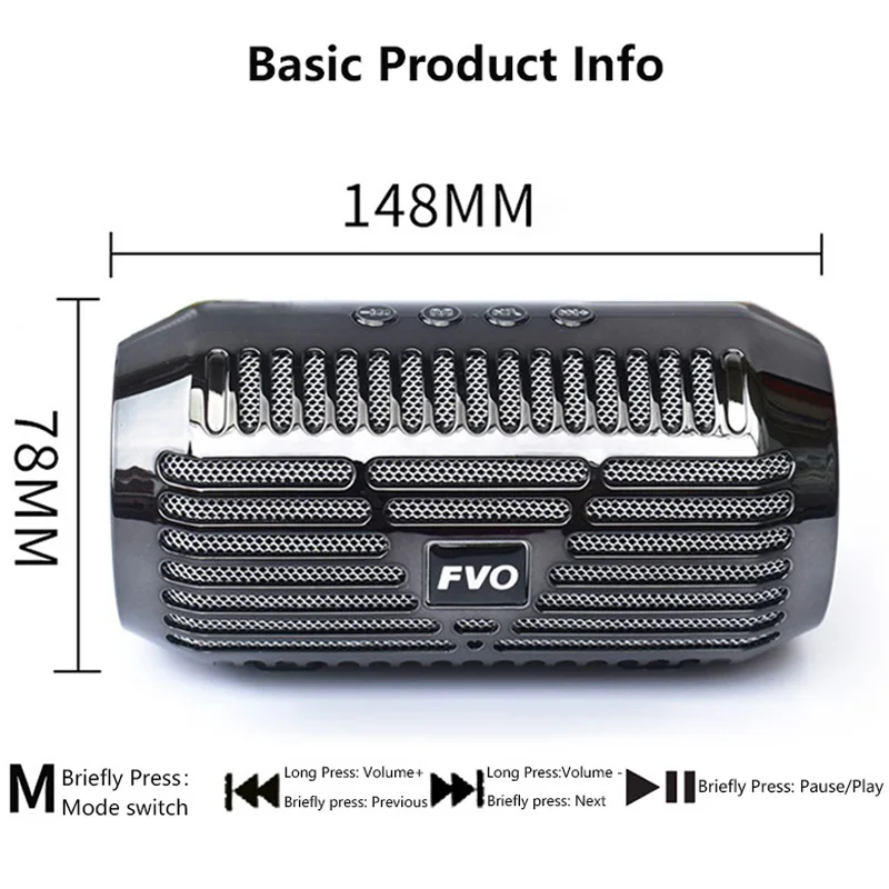 Portable Bluetooth Speakers Stereo Mini Wireless Speaker with FM Radio USB SD Card AUX MP3 Music Play Subwoofer Column for Phone
Portable Bluetooth Speakers Stereo Mini Wireless Speaker with FM Radio USB SD Card AUX MP3 Music Play Subwoofer Column for Phone