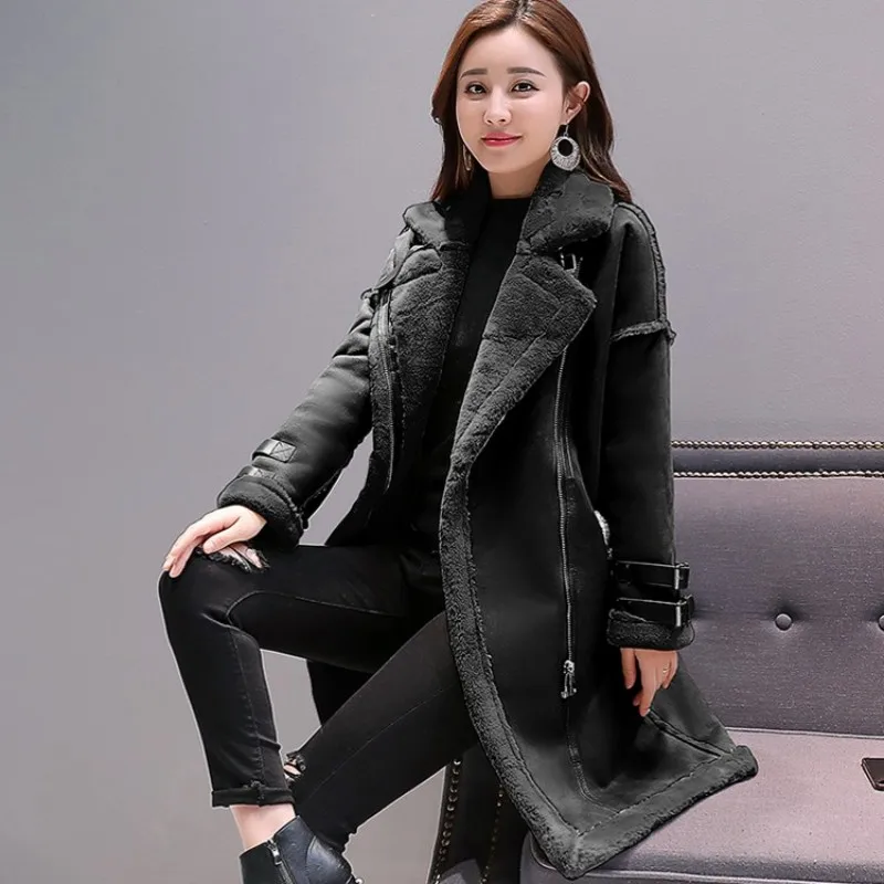 Winter Motorcycle Lambswool Suede Spliced Woolen Coat Women Vintage Long Sleeve Warm Outerwear Office Lady Elegant Overcoat
Winter Motorcycle Lambswool Suede Spliced Woolen Coat Women Vintage Long Sleeve Warm Outerwear Office Lady Elegant Overcoat