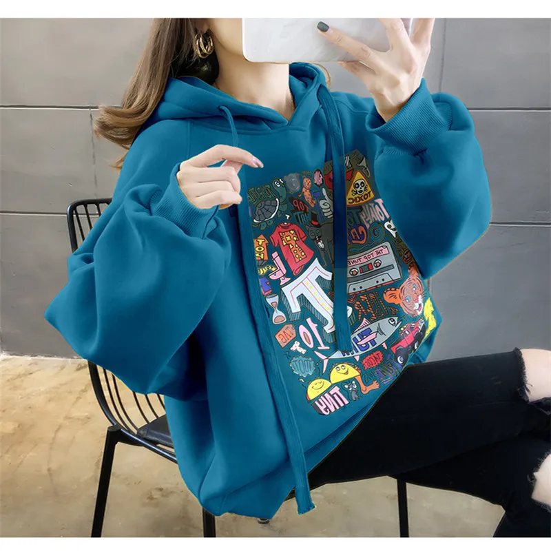 Модные толстовки свитшоты женские с капюшоном длинным рукавом куртки свободная