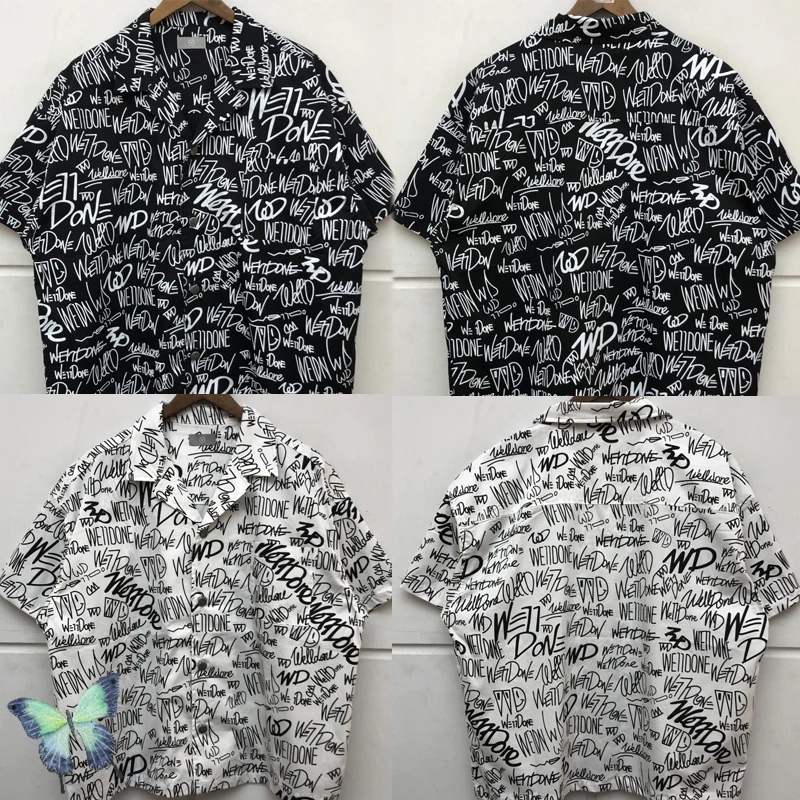 We11done Shirts Hiphop Dance Short Sleeve Shirt Welldone Blouse Full Logo Print Fashion Men Women Graffiti Shirt
We11done Shirts Hiphop Dance Short Sleeve Shirt Welldone Blouse Full Logo Print Fashion Men Women Graffiti Shirt