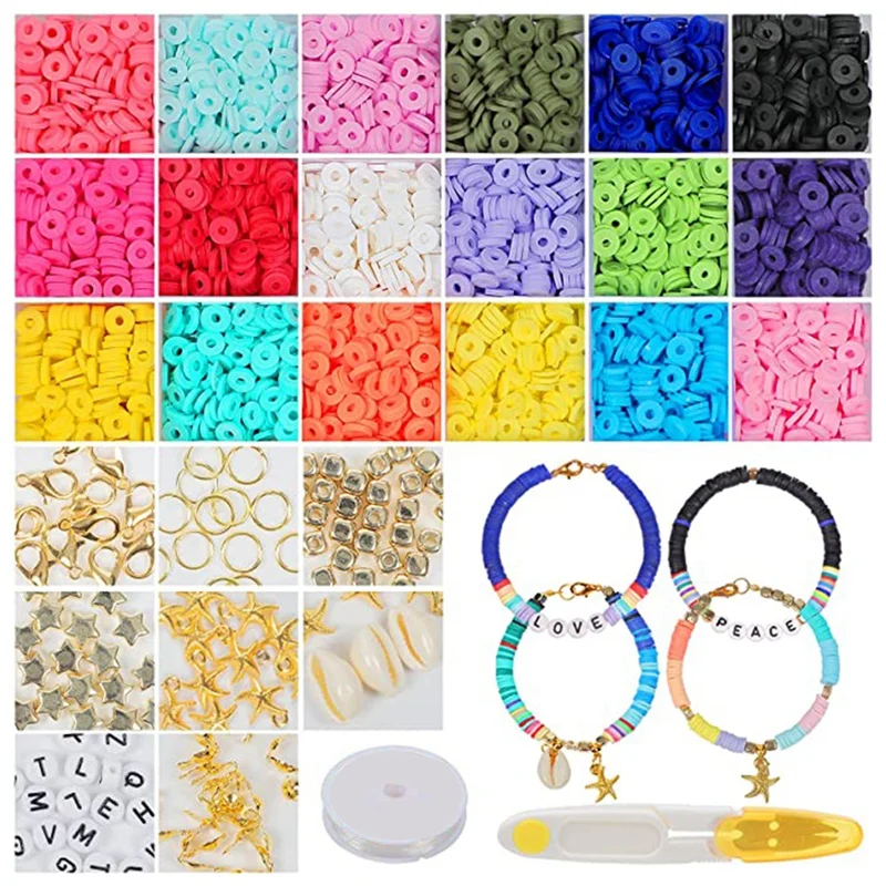 4800 Pcs Clay Beads 6mm Flat Round Polymer Clay Spacer Beads for Jewelry Making Kit for Earrings,Necklace, Bracelet
4800 Pcs Clay Beads 6mm Flat Round Polymer Clay Spacer Beads for Jewelry Making Kit for Earrings,Necklace, Bracelet