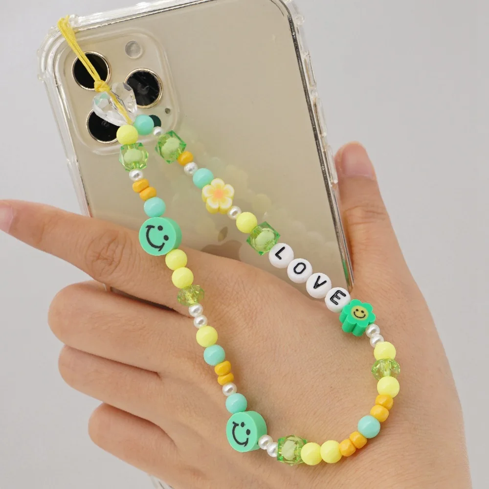 New Acrylic Mobile Phone Strap Lanyard Colorful Smile Pearl Soft Pottery Rope for Cell Phone Case Hanging Cord for Women
New Acrylic Mobile Phone Strap Lanyard Colorful Smile Pearl Soft Pottery Rope for Cell Phone Case Hanging Cord for Women