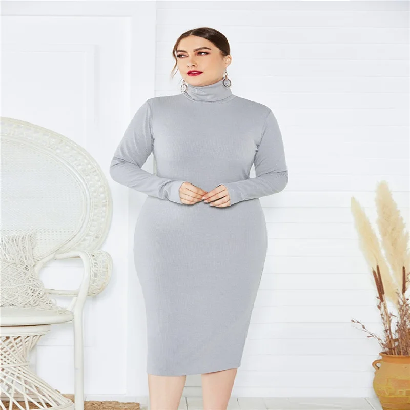 New 5XL Spring Autumn Women Dresses Plus Size Slim Turtleneck Long Sleeve Solid Knitted Render Dress For Women Larger One-Piece
New 5XL Spring Autumn Women Dresses Plus Size Slim Turtleneck Long Sleeve Solid Knitted Render Dress For Women Larger One-Piece