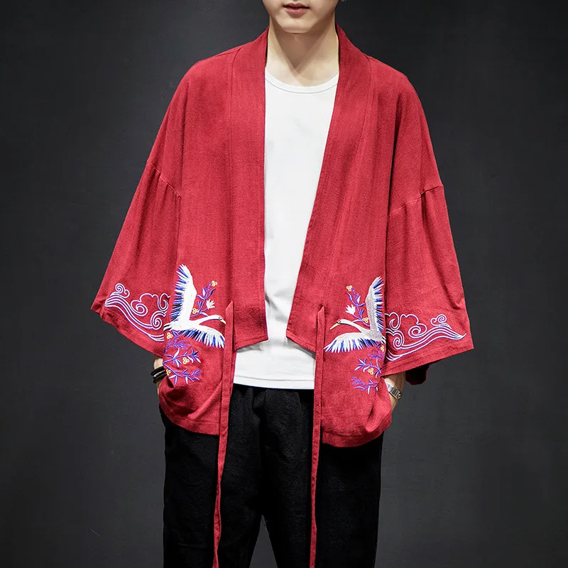 Cotton Cardigan Men's Tang Suit Thin Coat Embroidery Crane Outwesr Loose Oversized 3XL-5XL Jacket Vintage Chinese Style Clothes
Cotton Cardigan Men's Tang Suit Thin Coat Embroidery Crane Outwesr Loose Oversized 3XL-5XL Jacket Vintage Chinese Style Clothes