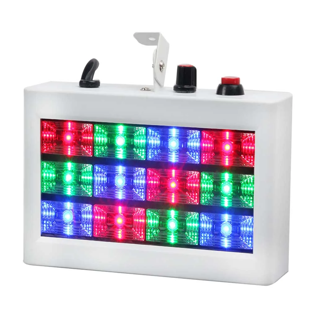 

Strobe Lights 12 LED Mini Sound Activated Strobe Light RGB Flash Halloween Bar Wedding Party KTV Concert Disco DJ Stage Light