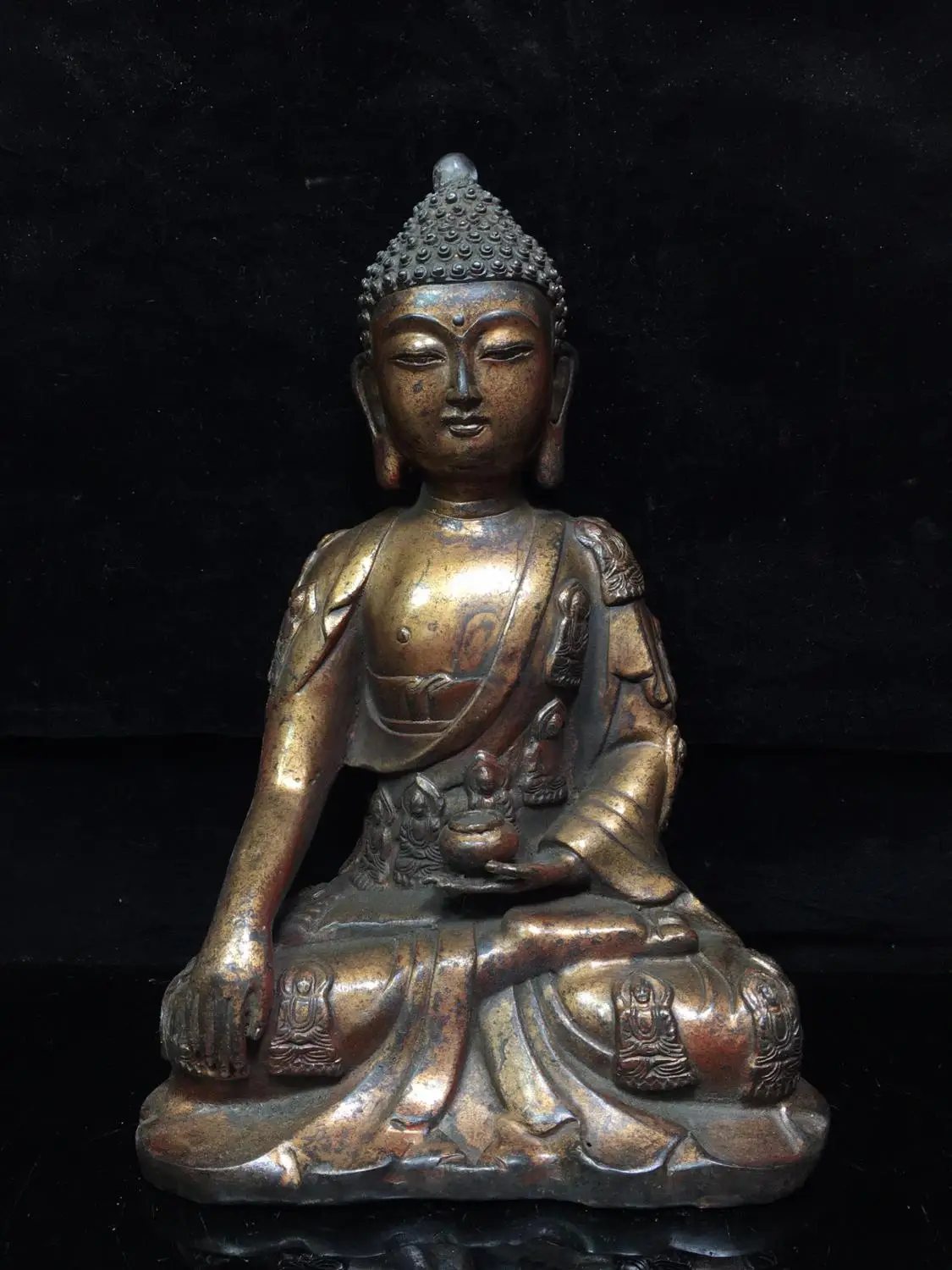 12"Tibet Buddhism Temple Old Bronze Cinnabars Shakyamuni Buddha Amitabha Buddha Statue Sign Daming Yongle Year
12"Tibet Buddhism Temple Old Bronze Cinnabars Shakyamuni Buddha Amitabha Buddha Statue Sign Daming Yongle Year