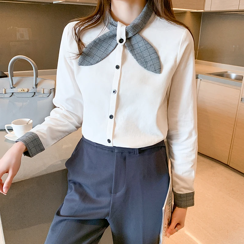 Women Bowtie Shirts Office Lady Loose Tops Workwear White Long Sleeve 2021 Spring Autumn Korean Fashion Elegant Blouses T15748X 
Women Bowtie Shirts Office Lady Loose Tops Workwear White Long Sleeve 2021 Spring Autumn Korean Fashion Elegant Blouses T15748X