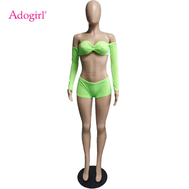 Adogirl S-3XL Women Solid Sexy Two Piece Set Tie Off Shoulder Long Sleeve Crop Top Skinny Shorts Fashion Night Club Tracksuit
Adogirl S-3XL Women Solid Sexy Two Piece Set Tie Off Shoulder Long Sleeve Crop Top Skinny Shorts Fashion Night Club Tracksuit