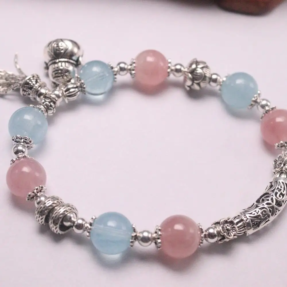 New Pure 925 Sterling Silver Bracelet 10mm Strawberry Quartz And Aquamarine Bead Bracalet Symbol Of Love
New Pure 925 Sterling Silver Bracelet 10mm Strawberry Quartz And Aquamarine Bead Bracalet Symbol Of Love