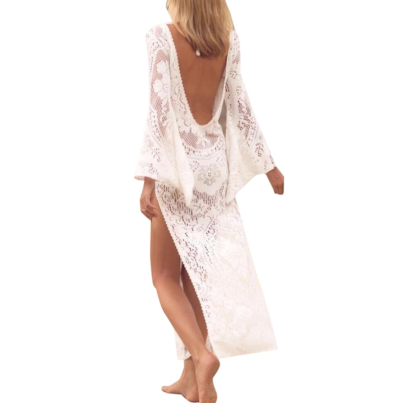 Sexy See Through Vacation Dress Lace Embroidery High Slit Maxi Dress Open Back Sukienka Women V Neck Beach Dress Summer Fashion
Sexy See Through Vacation Dress Lace Embroidery High Slit Maxi Dress Open Back Sukienka Women V Neck Beach Dress Summer Fashion