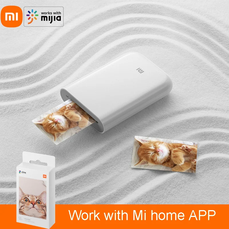 

Xiaomi Mini Pocket Printer 300dpi Portable DIY Share AR Picture Printer 500mAh Photo Printers with Zink Paper Mijia APP