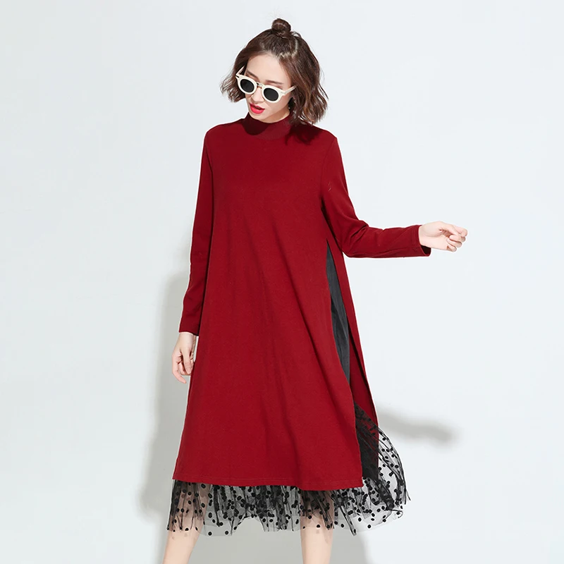 LANMREM/Новинка 2020 года весеннее вязаное платье-пуловер в горошек с круглым вырезом