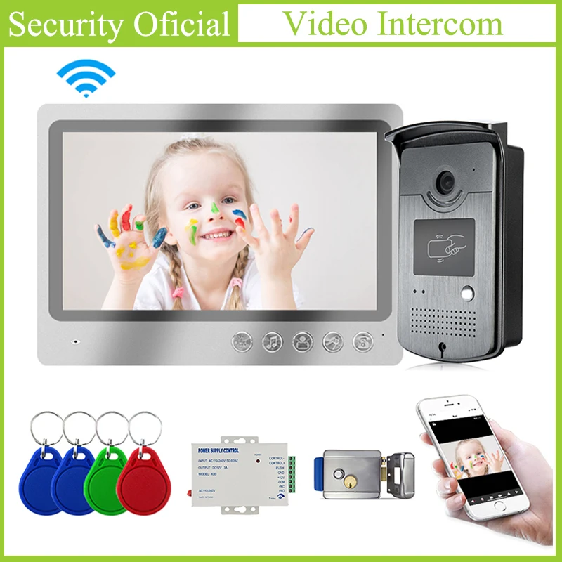 9 " WiFi Doorbell Color Video Door Phone System with Camera RFID Smartphone APP Remote Unlock Night Vision Door Record Snapshot
9 " WiFi Doorbell Color Video Door Phone System with Camera RFID Smartphone APP Remote Unlock Night Vision Door Record Snapshot