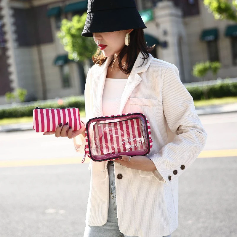 Fashion PVC Three-piece Transparent Waterproof Cosmetic Bag Lady Cosmetics Suit Bag Organizer Makeup Pouch Travel Makeup Bag
Fashion PVC Three-piece Transparent Waterproof Cosmetic Bag Lady Cosmetics Suit Bag Organizer Makeup Pouch Travel Makeup Bag