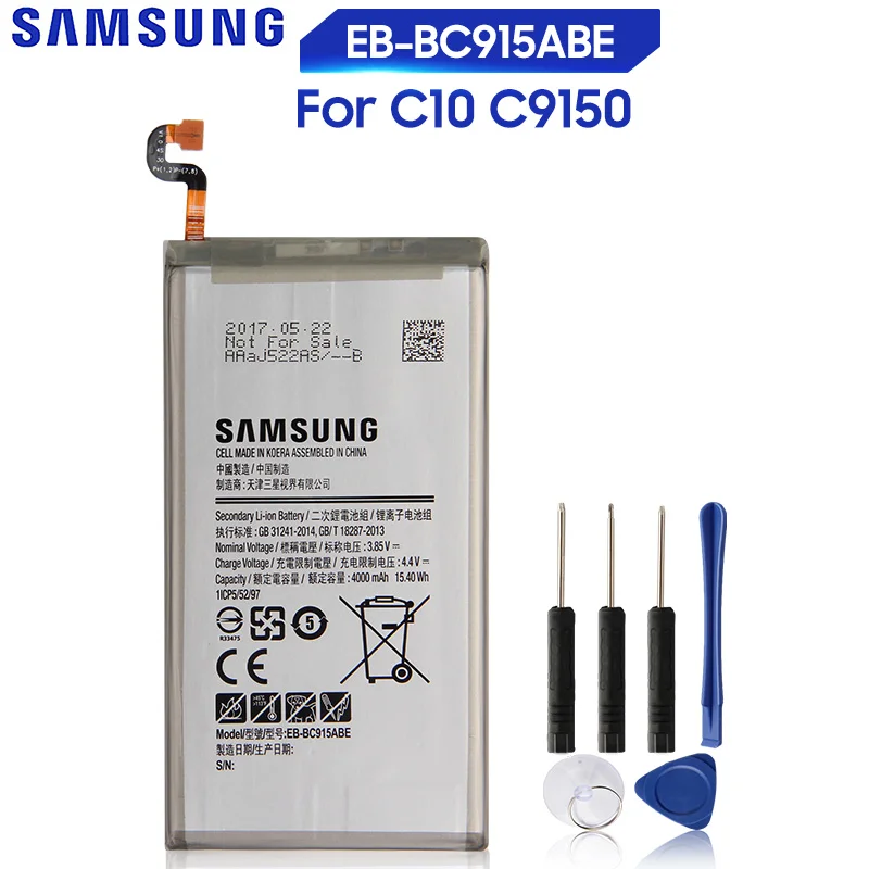 Original Replacement Battery EB-BC915ABE For SAMSUNG GALAXY C10 C9150 Genuine Phone Battery 4000mAh
Original Replacement Battery EB-BC915ABE For SAMSUNG GALAXY C10 C9150 Genuine Phone Battery 4000mAh