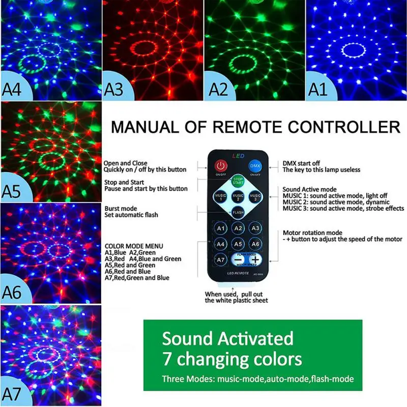 RGB диско-шар светильник для диджея диско светодиодный прожектор