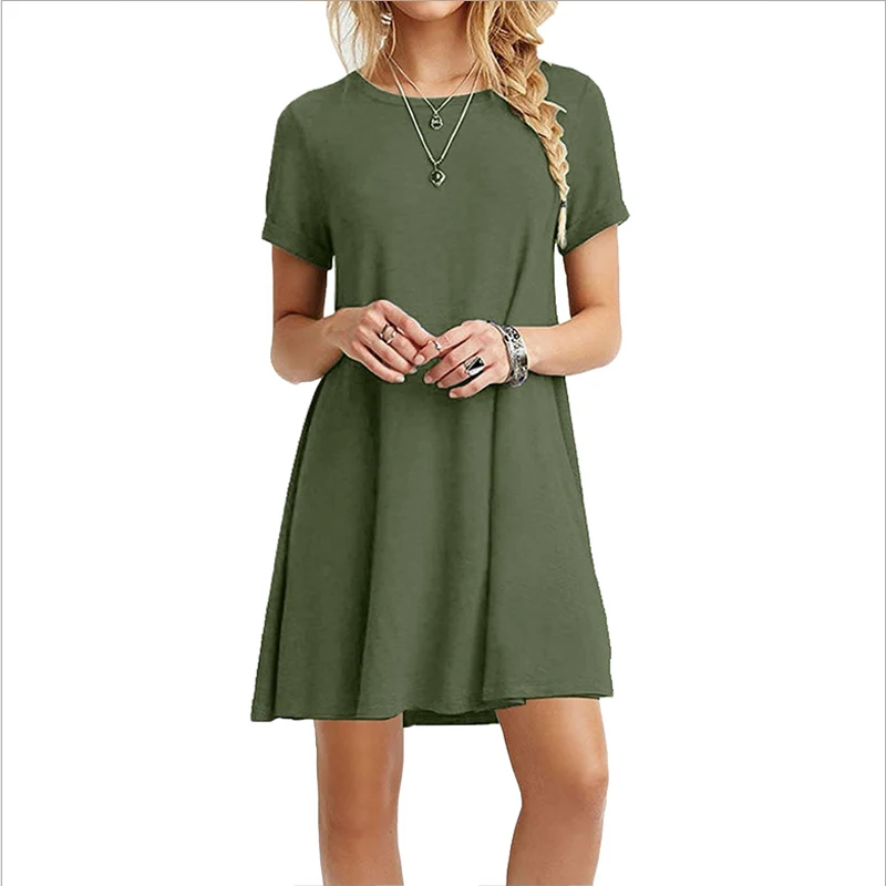 2021 Women's Dresses Summer Round Neck short Sleeve mini T-shirt dress Beach Casual Streetwear One-Piece Ladies linen Dress
2021 Women's Dresses Summer Round Neck short Sleeve mini T-shirt dress Beach Casual Streetwear One-Piece Ladies linen Dress