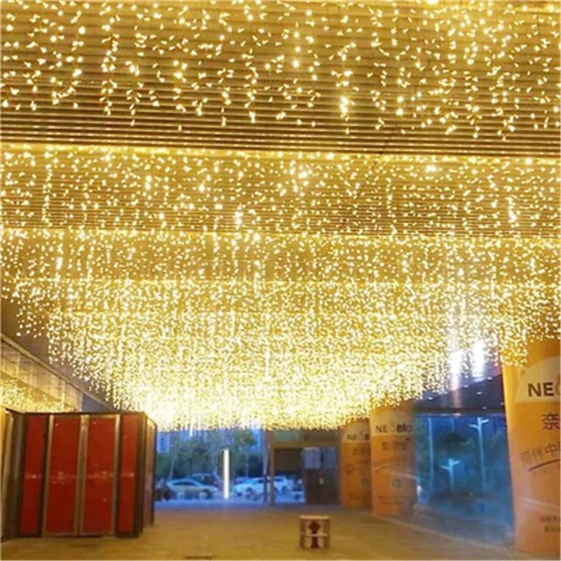 

Waterproof Christmas Lights 5M Droop 0.4-0.6m Outdoor Icicle String Lights for Garden Mall Eaves Balcony Fence Home Decoration