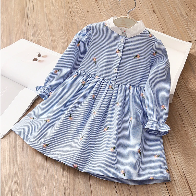 2021 Spring Autumn 2 3 4 6 8 10 12Years Long Sleeve Children Embroidered Floral Pattern Crew Neck Baby Kids Girl Striped Dresses
2021 Spring Autumn 2 3 4 6 8 10 12Years Long Sleeve Children Embroidered Floral Pattern Crew Neck Baby Kids Girl Striped Dresses
