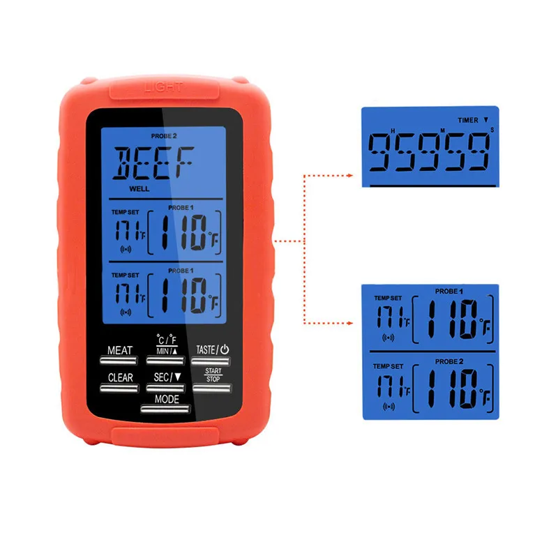 Digital BBQ Thermometer Kitchen Oven Food Cooking Grill Smoker Meat Thermometer with Probe and Timer Temperature Alarm
Digital BBQ Thermometer Kitchen Oven Food Cooking Grill Smoker Meat Thermometer with Probe and Timer Temperature Alarm