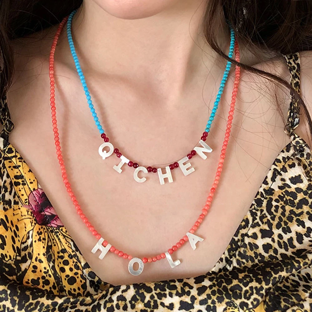 Shell Letter Necklace 4mm Natural Stone New Jewelry Women Short Customized Personalized Beaded Handmade Accessories For Women
Shell Letter Necklace 4mm Natural Stone New Jewelry Women Short Customized Personalized Beaded Handmade Accessories For Women