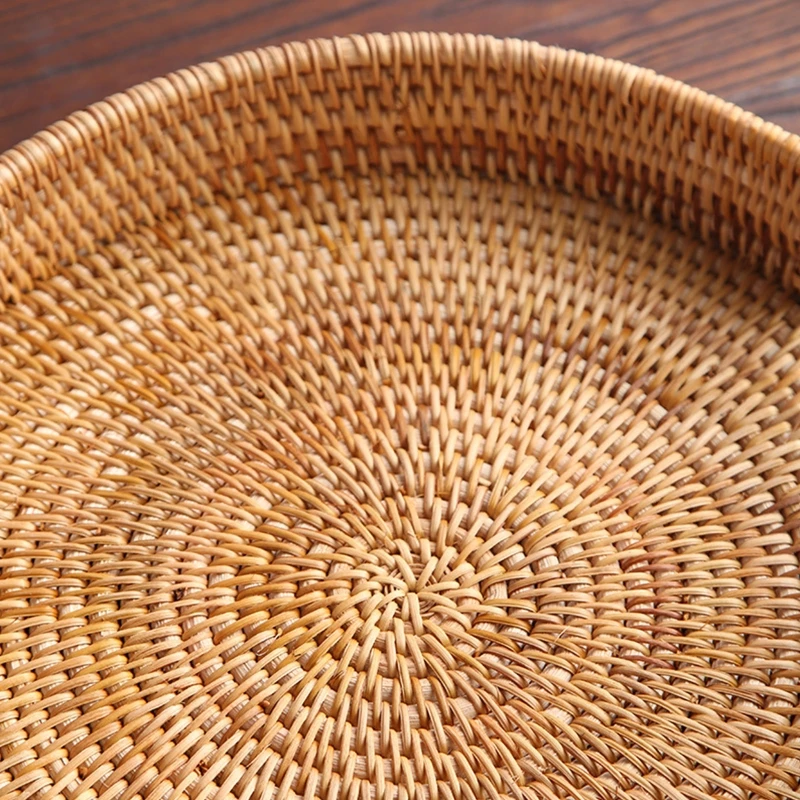 Rattan Snack Storage Tray with Handle Round Basket Hand Woven Home Decor Bread Fruit Food Display Kitchen Dining Room Tray
Rattan Snack Storage Tray with Handle Round Basket Hand Woven Home Decor Bread Fruit Food Display Kitchen Dining Room Tray