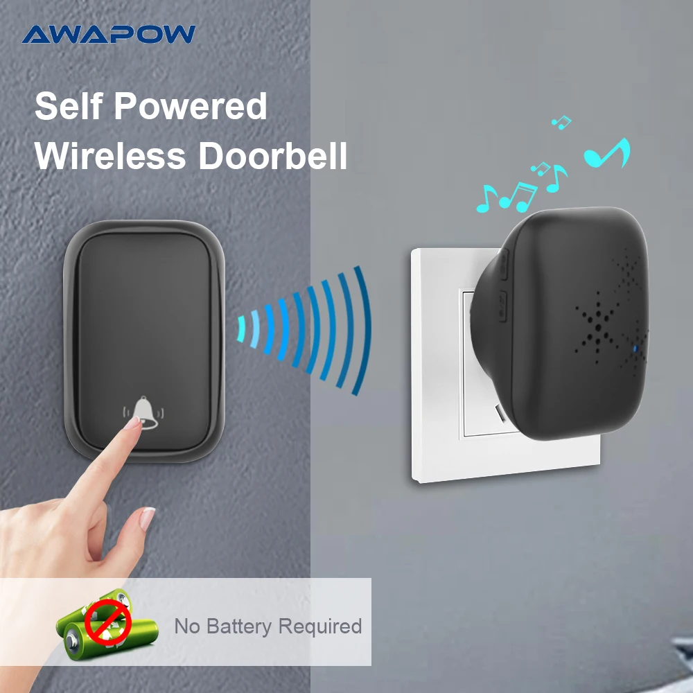 Awapow Wireless Self-powered Waterproof Doorbell EU/US Plug Plug Smart Security Outdoor Touch Welcome Bell 150M Remote receiver
Awapow Wireless Self-powered Waterproof Doorbell EU/US Plug Plug Smart Security Outdoor Touch Welcome Bell 150M Remote receiver