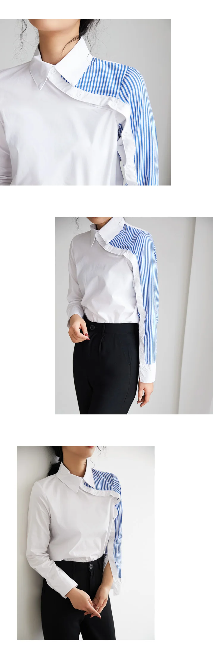Women's Blouses Fashion Tops Stitching Stripes Polo Shirt Casual Shirts Solid Color Blouse Long Sleeve Top Korean New Summer
Women's Blouses Fashion Tops Stitching Stripes Polo Shirt Casual Shirts Solid Color Blouse Long Sleeve Top Korean New Summer