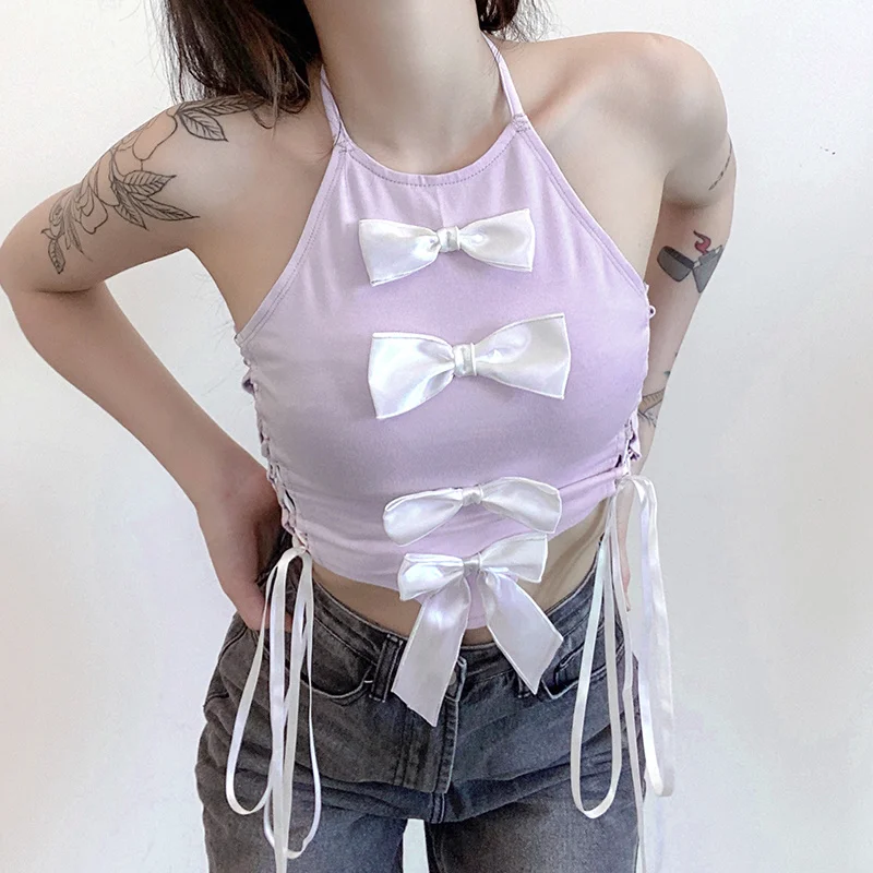 Kywommnz 2021 Summer Women Sling Hanging Neck T-shirt Fashion Bow-Design Splicing Sleeveless Wear A Small Sling Outside E2838
Kywommnz 2021 Summer Women Sling Hanging Neck T-shirt Fashion Bow-Design Splicing Sleeveless Wear A Small Sling Outside E2838