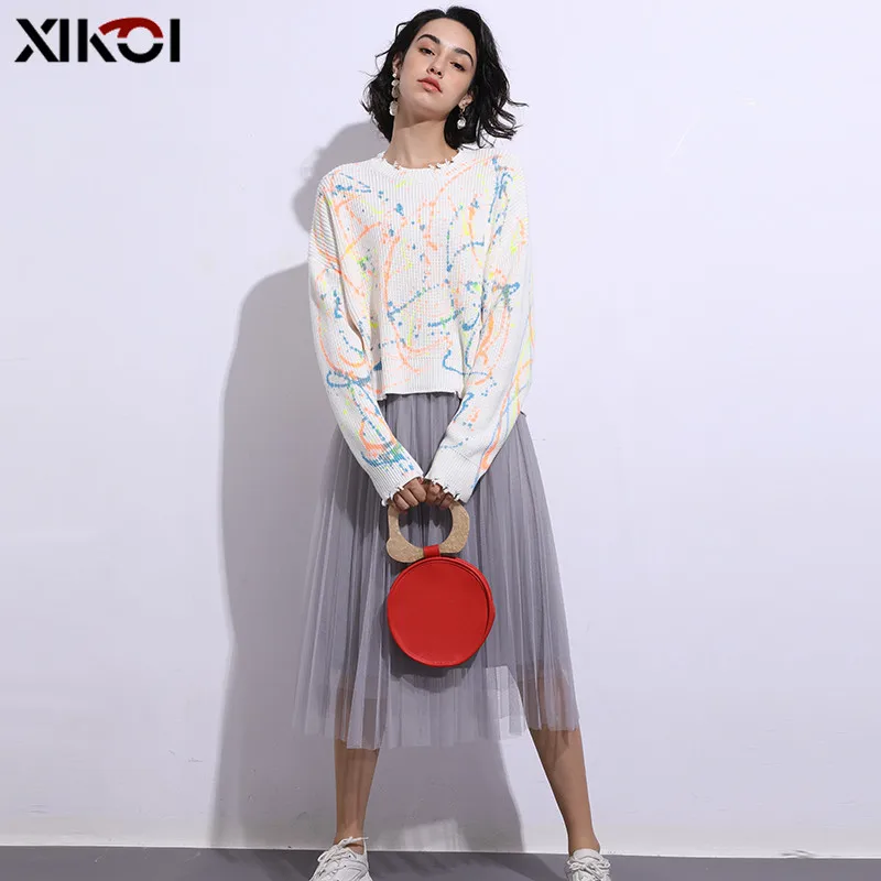 XIKOI 2021 Fall Women Sweater Vintage Printing Loose Casual Short Navel Long Sleeve Basic Sweater High Street Female Top Clothes
XIKOI 2021 Fall Women Sweater Vintage Printing Loose Casual Short Navel Long Sleeve Basic Sweater High Street Female Top Clothes