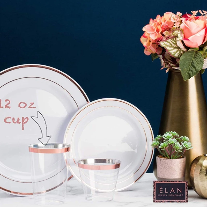 12 Oz Rose Gold Plastic Cups-100 Pack Clear Plastic Cups with Rose Gold Rim-Wedding/Party Disposable Cups-Heavyweight Plastic Tu
12 Oz Rose Gold Plastic Cups-100 Pack Clear Plastic Cups with Rose Gold Rim-Wedding/Party Disposable Cups-Heavyweight Plastic Tu