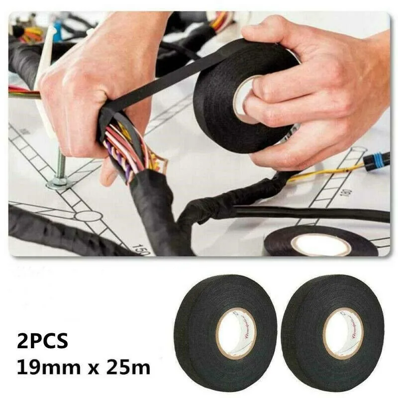 2X 25M Wiring Loom Adhesive Tape Cloth Fabric Harness Insulation Electrical Tape Wire Loom Cloth Fabric Tape
2X 25M Wiring Loom Adhesive Tape Cloth Fabric Harness Insulation Electrical Tape Wire Loom Cloth Fabric Tape