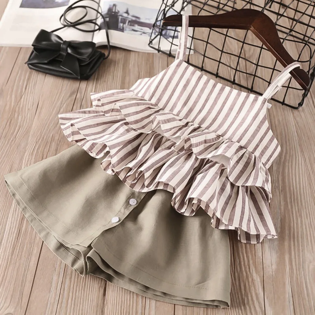 3 4 5 6 7 Years Toddler Baby Girls Clothing Sets Summer 2022 Kids Outfits Sleeveless Stripe Ruffles Vest + Shorts Girls Clothes
3 4 5 6 7 Years Toddler Baby Girls Clothing Sets Summer 2022 Kids Outfits Sleeveless Stripe Ruffles Vest + Shorts Girls Clothes