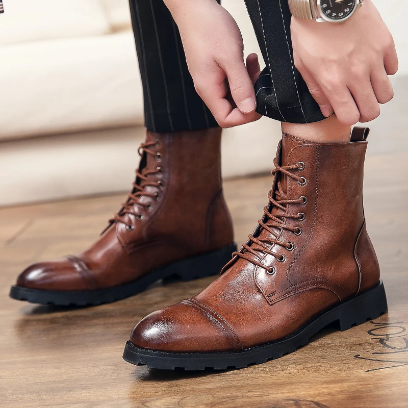 New Arrivals Mid-Calf Leather Boots Fashion High Top Business Shoes Big Size 38-48 Office Middle Boots Black Brown Botas Hombre
New Arrivals Mid-Calf Leather Boots Fashion High Top Business Shoes Big Size 38-48 Office Middle Boots Black Brown Botas Hombre