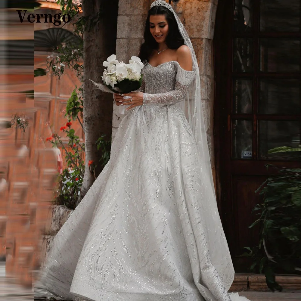 Verngo Glitter A Line Dubai Arabic Bridal Wedding Dresses Long Sleeves Sweetheart Middle East Bride Gowns Robe de mariage
Verngo Glitter A Line Dubai Arabic Bridal Wedding Dresses Long Sleeves Sweetheart Middle East Bride Gowns Robe de mariage