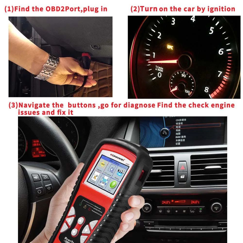 KONNWEI KW830 ODB2 Car Diagnostic Scanner for Car After 1996 Universal 12V battery Auto OBD2 EOBD Fault Error Code Reader
KONNWEI KW830 ODB2 Car Diagnostic Scanner for Car After 1996 Universal 12V battery Auto OBD2 EOBD Fault Error Code Reader