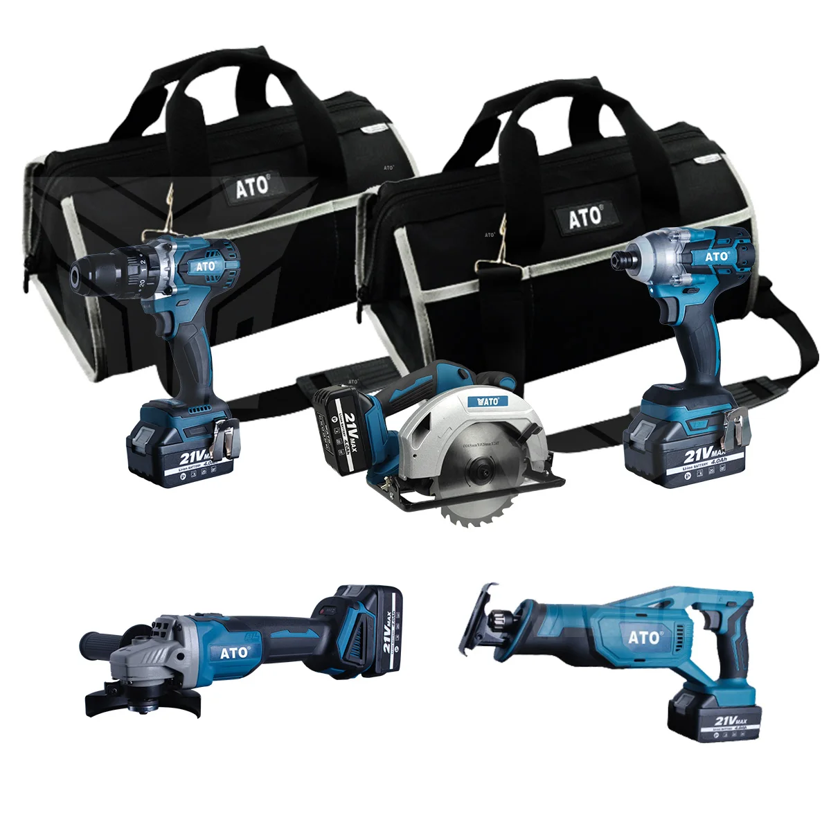 ATO CB2005 Lithium-Ion Battery 21V 5 in 1 Household 5-Pieces Combo Kits Sets Brushless Cordless Impact Screwdriver Drill
ATO CB2005 Lithium-Ion Battery 21V 5 in 1 Household 5-Pieces Combo Kits Sets Brushless Cordless Impact Screwdriver Drill