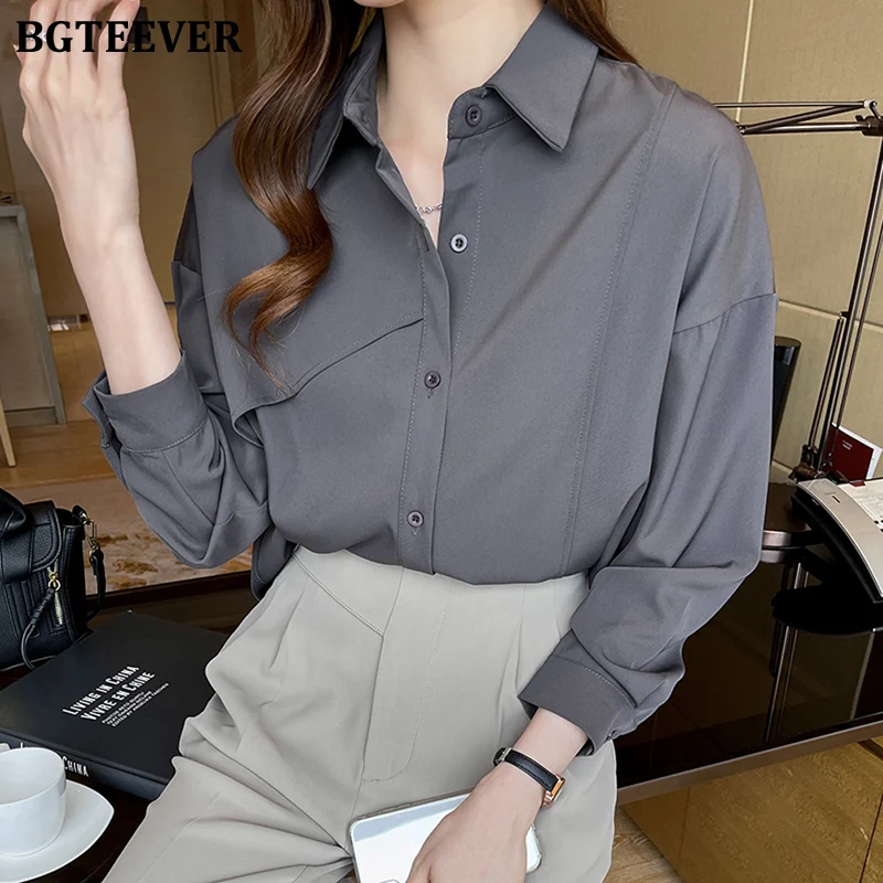BGTEEVER Elegant Single-breasted Women Shirts Tops Full Sleeve Loose Female Solid Blouses 2022 Spring Ladies Blusas
BGTEEVER Elegant Single-breasted Women Shirts Tops Full Sleeve Loose Female Solid Blouses 2022 Spring Ladies Blusas