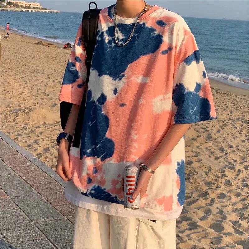 Summer Cotton Short Sleeve Men Tshirts Fashion Branded Personality Tie Dye Print Loose Harajuku Korean Style Oversized Punk Tops
Summer Cotton Short Sleeve Men Tshirts Fashion Branded Personality Tie Dye Print Loose Harajuku Korean Style Oversized Punk Tops